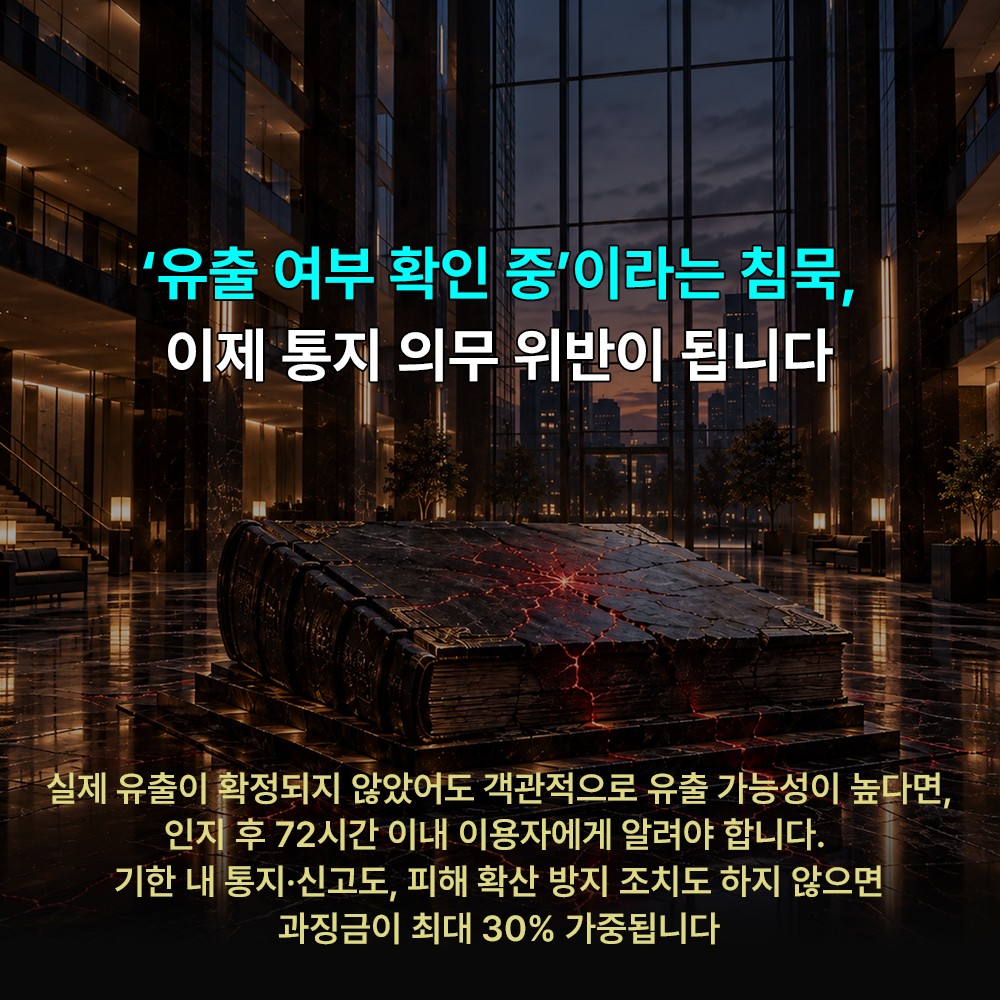 [카드뉴스] 개인정보보호법 개정 2026, 유출 가능성 72시간 통지